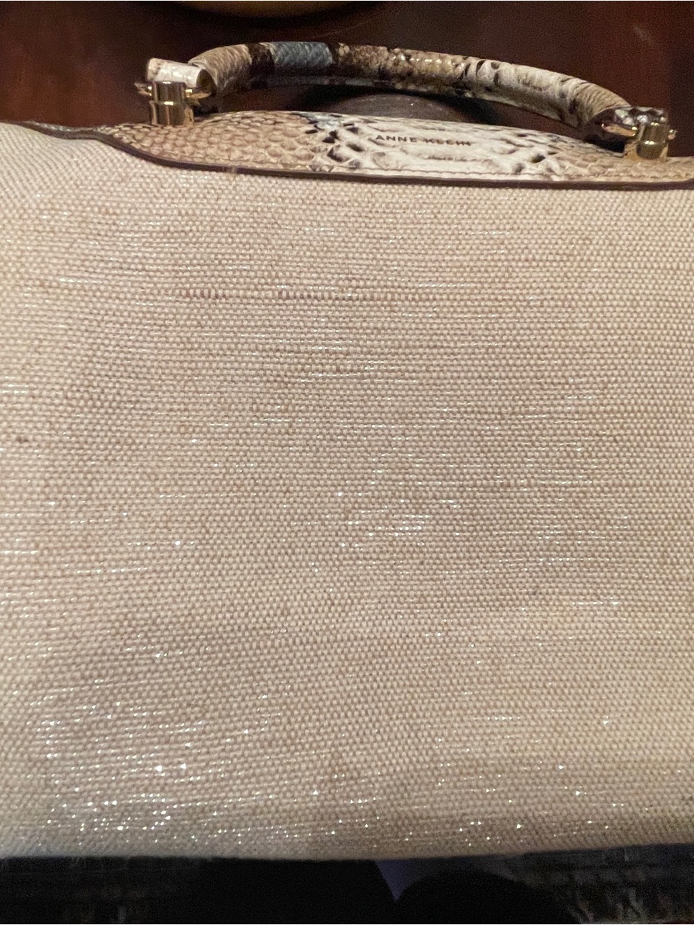 Faux Snakeskin and Cloth Metallic Anne Klein Purse - Picture 14 of 16